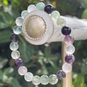 Rainbow Fluorite Handmade Chakra Bracelet Boho